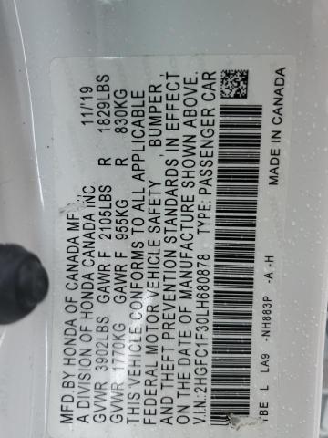 2020 HONDA CIVIC 2HGFC1F30LH680878