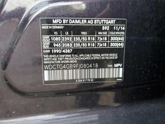 2015 MERCEDES-BENZ GLA 250 4MATIC - WDCTG4GB9FJ080418