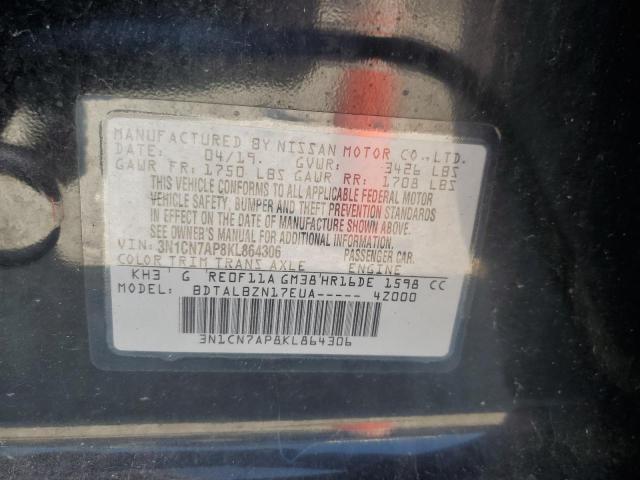 2019 NISSAN VERSA S 3N1CN7AP8KL864306