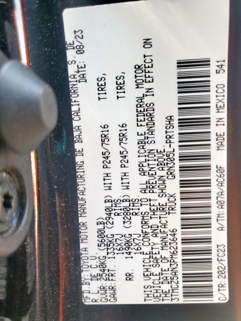 2023 TOYOTA TACOMA DOU 3TMCZ5AN3PM623646