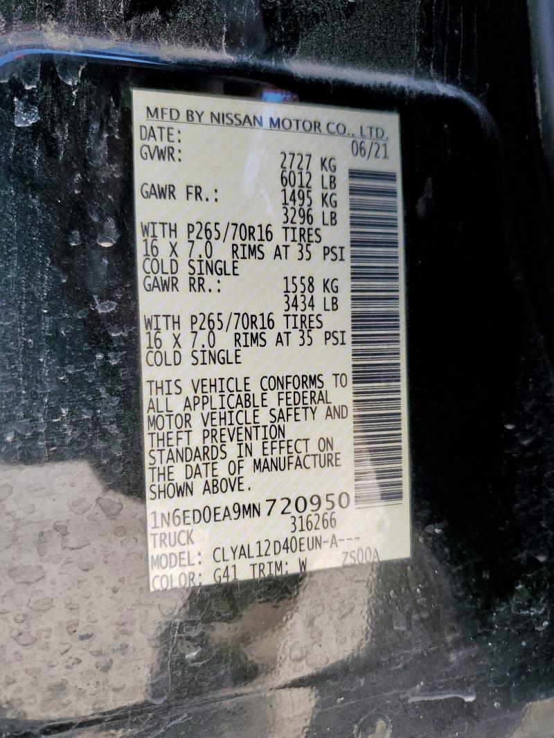 2021 NISSAN FRONTIER S - 1N6ED0EA9MN720950