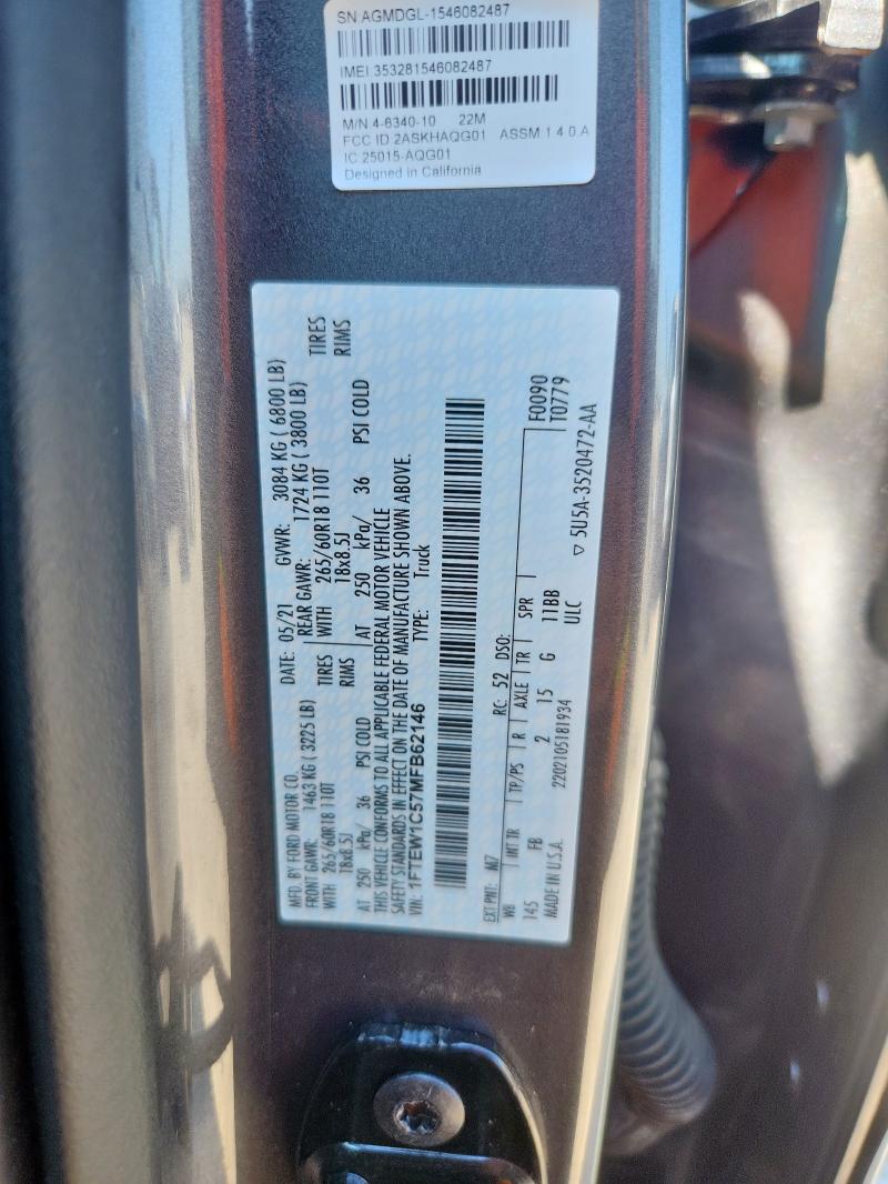 2021 FORD F150 SUPER - 1FTEW1C57MFB62146