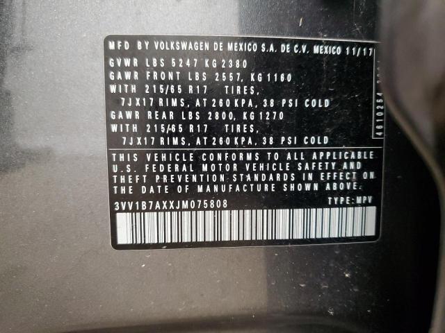 2018 VOLKSWAGEN TIGUAN S 3VV1B7AXXJM075808