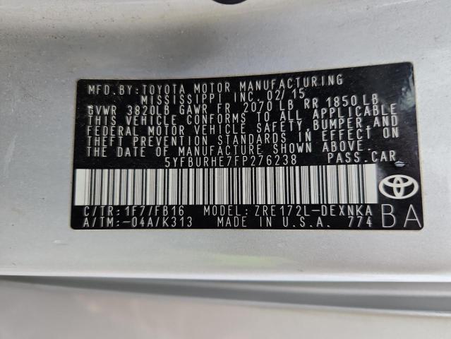 2015 TOYOTA COROLLA L 5YFBURHE7FP276238