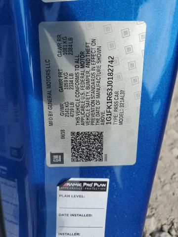 2018 CHEVROLET CAMARO ZL1 1G1FK1R63J0182742