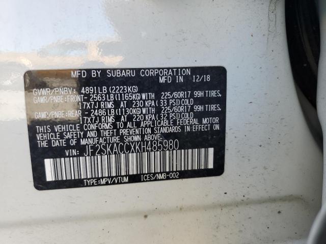 2019 SUBARU FORESTER JF2SKACCXKH485980