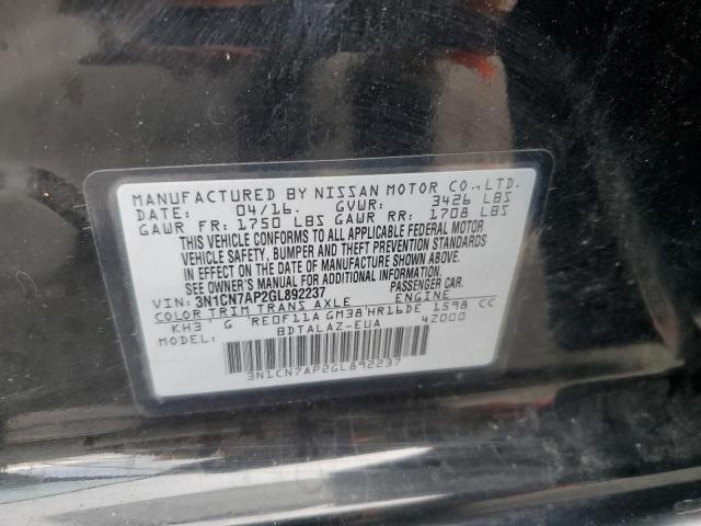2016 NISSAN VERSA S 3N1CN7AP2GL892237
