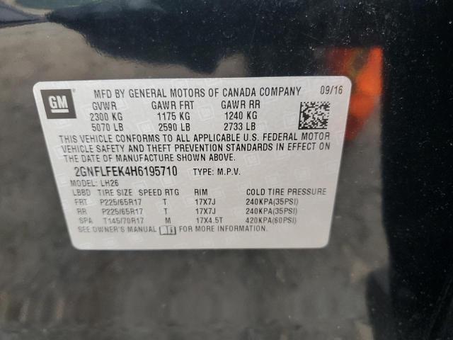 2017 CHEVROLET EQUINOX LT 2GNFLFEK4H6195710