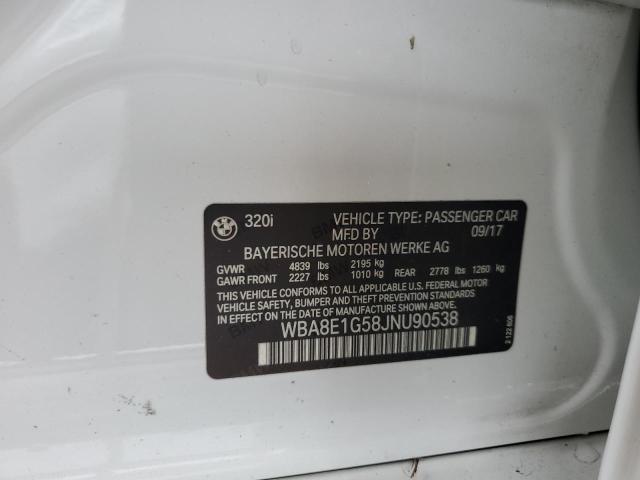 2018 BMW 320 I WBA8E1G58JNU90538