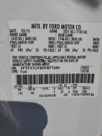 2013 FORD F150 SUPER - 1FTFX1CF8DFB77250