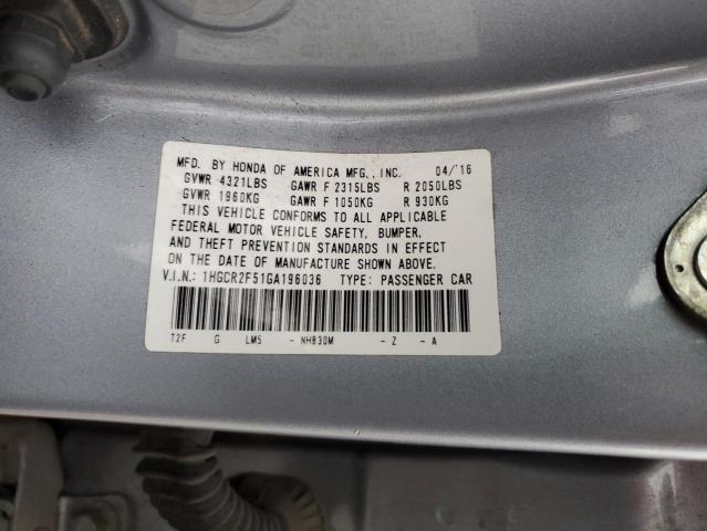 2016 HONDA ACCORD SPORT 1HGCR2F51GA196036