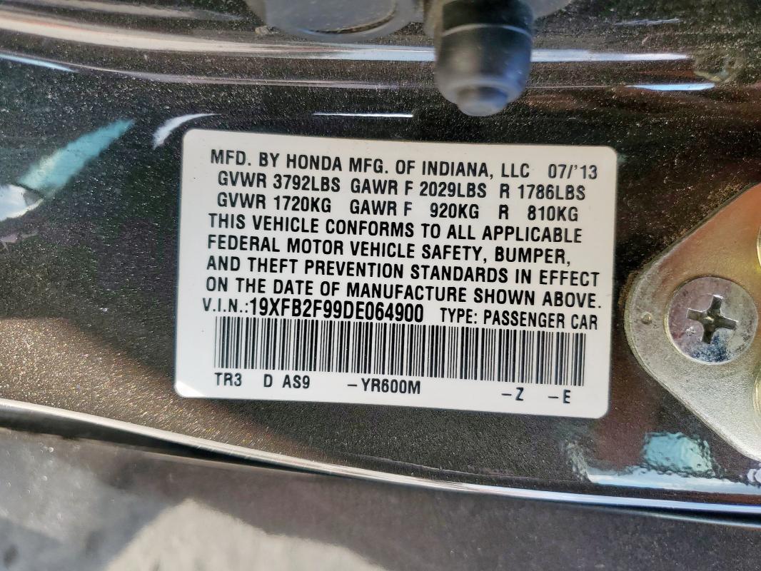 2013 HONDA CIVIC - 19XFB2F99DE064900