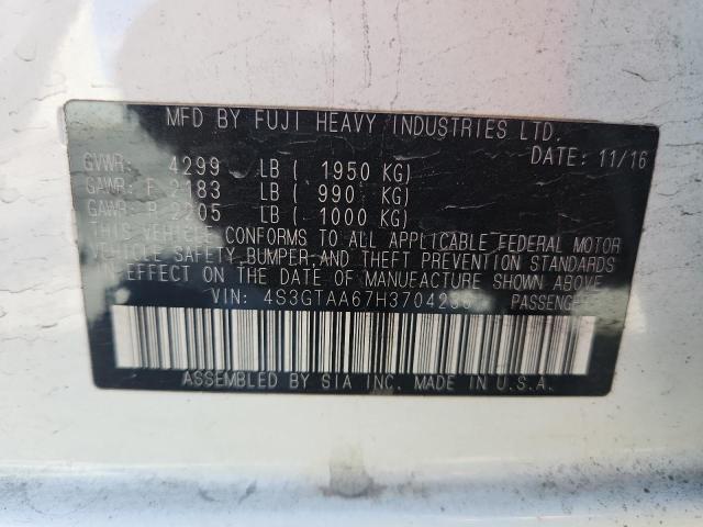 2017 SUBARU IMPREZA 4S3GTAA67H3704236