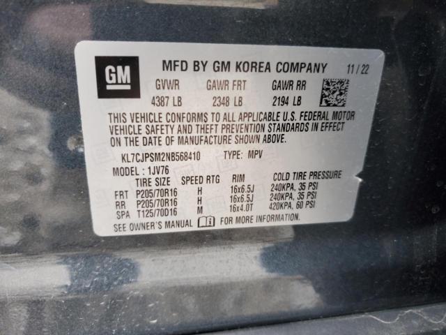 2022 CHEVROLET TRAX 1LT - KL7CJPSM2NB568410