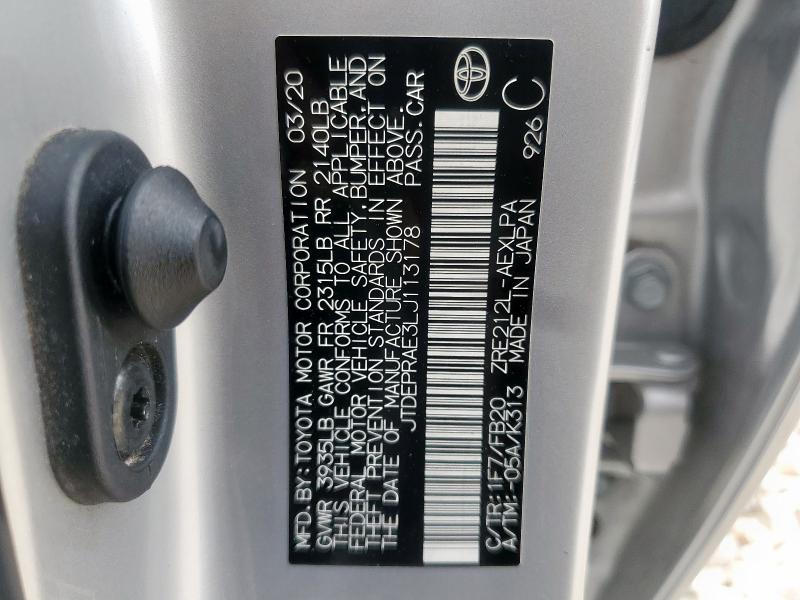 2020 TOYOTA COROLLA LE JTDEPRAE3LJ113178