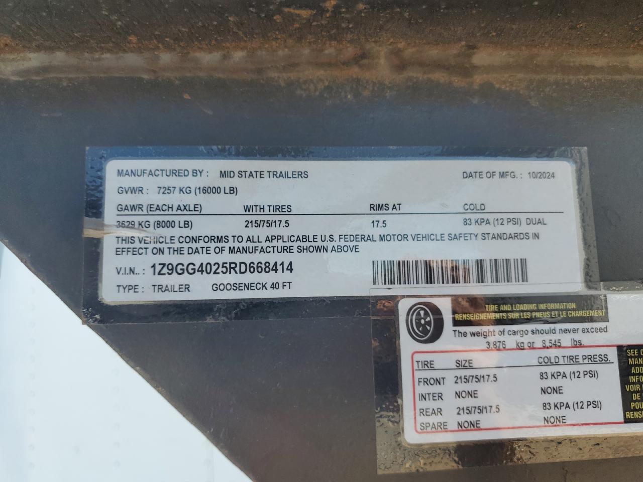 Lot #3257188262 2024 MIDSTATE UNKNOWN