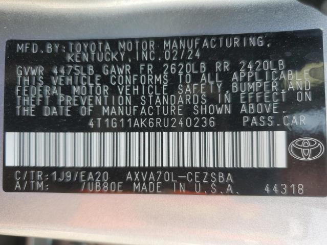 2024 TOYOTA CAMRY SE NIGHT SHADE 4T1G11AK6RU240236