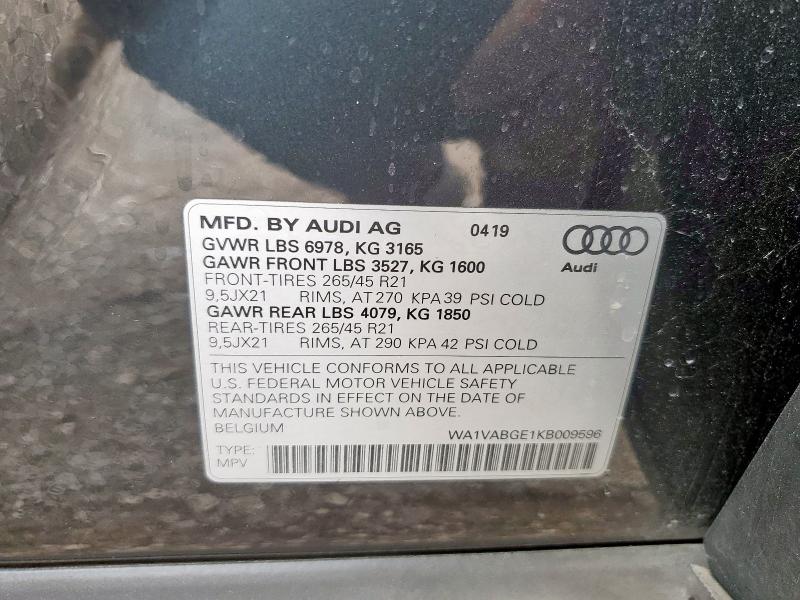 2019 AUDI E-TRON PRESTIGE - WA1VABGE1KB009596