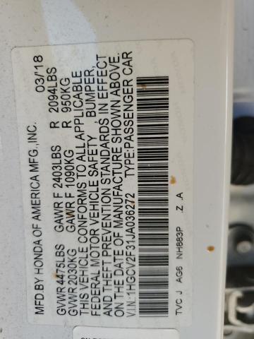 2018 HONDA ACCORD SPO #3291377143