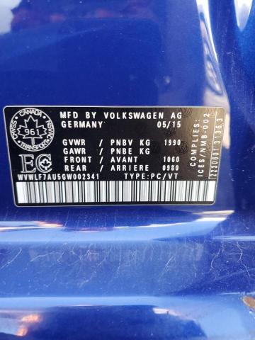 2016 VOLKSWAGEN GOLF R - WVWLF7AU5GW002341