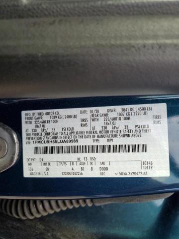 2020 FORD ESCAPE SEL 1FMCU9H65LUA89989