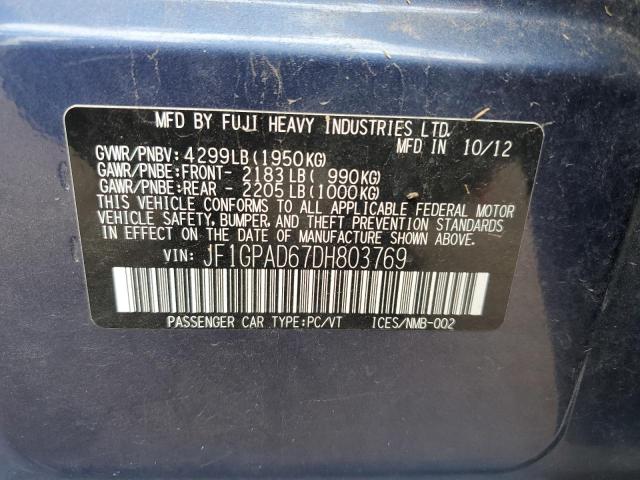 2013 SUBARU IMPREZA PR - JF1GPAD67DH803769