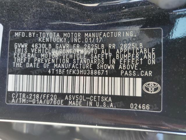 2017 TOYOTA CAMRY LE 4T1BF1FK3HU388671
