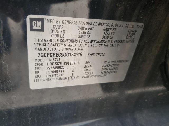 2016 CHEVROLET SILVERADO C1500 LT 3GCPCREC9GG124626