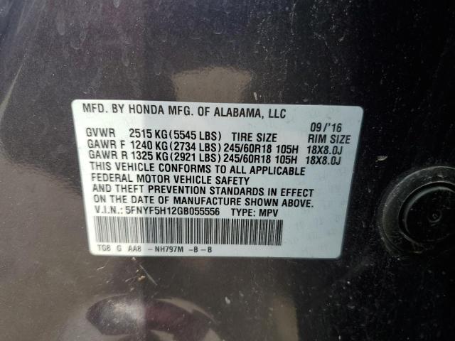 2016 HONDA PILOT LX 5FNYF5H12GB055556