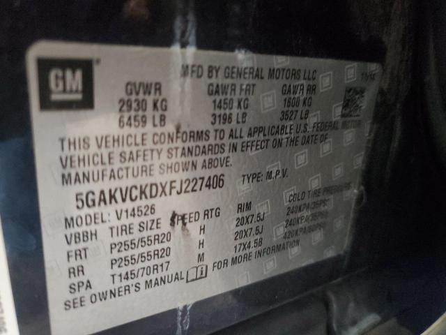 2015 BUICK ENCLAVE 5GAKVCKDXFJ227406