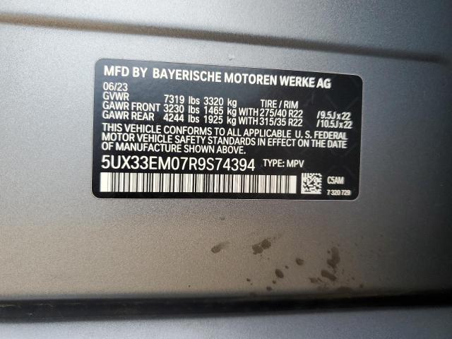 2024 BMW X7 M60I 5UX33EM07R9S74394