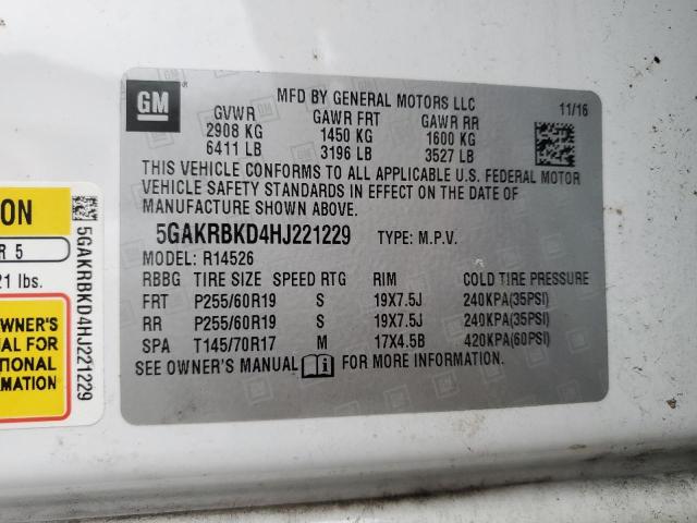 2017 BUICK ENCLAVE 5GAKRBKD4HJ221229