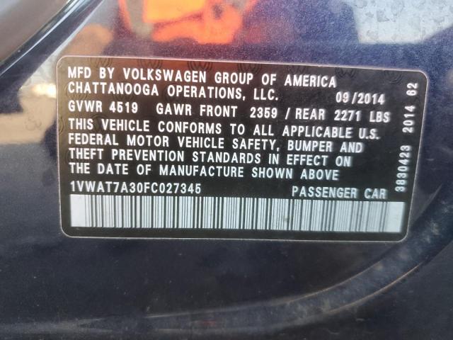2015 VOLKSWAGEN PASSAT S - 1VWAT7A30FC027345