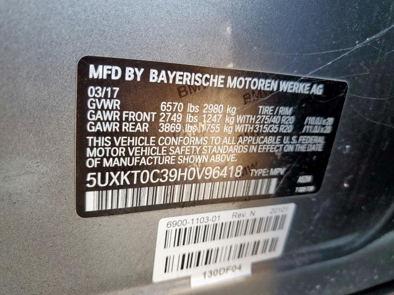 2017 BMW X5 XDR40E 5UXKT0C39H0V96418