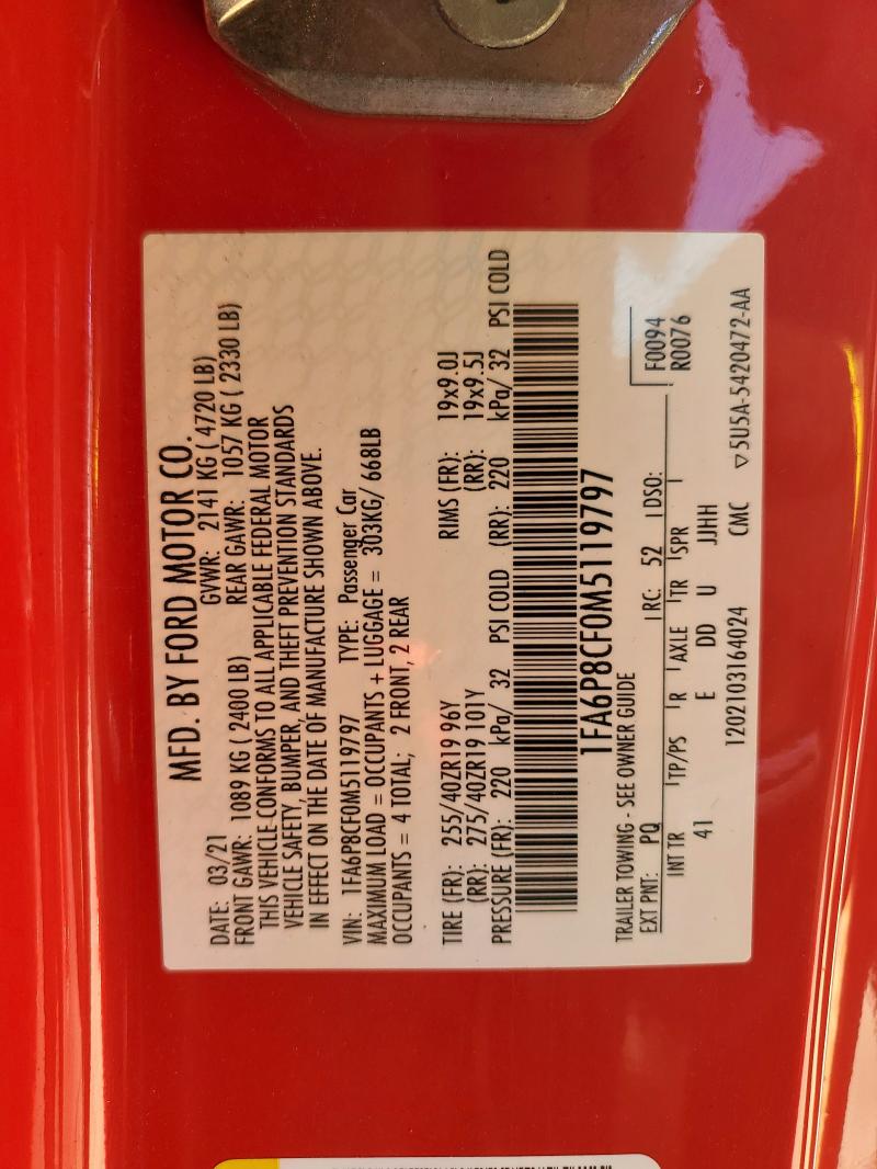 2021 FORD MUSTANG GT 1FA6P8CF0M5119797