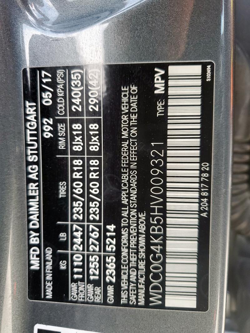 2017 MERCEDES-BENZ GLC 300 4M WDC0G4KB5HV009321