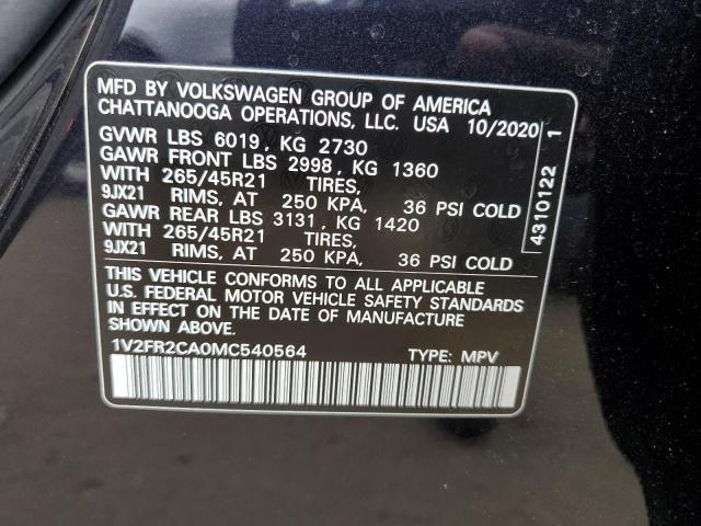 2021 VOLKSWAGEN ATLAS SEL 1V2FR2CA0MC540564
