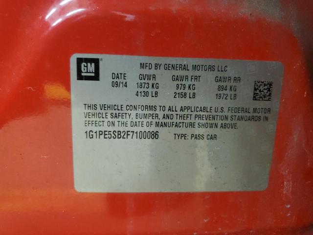 2015 CHEVROLET CRUZE LT - 1G1PE5SB2F7100086