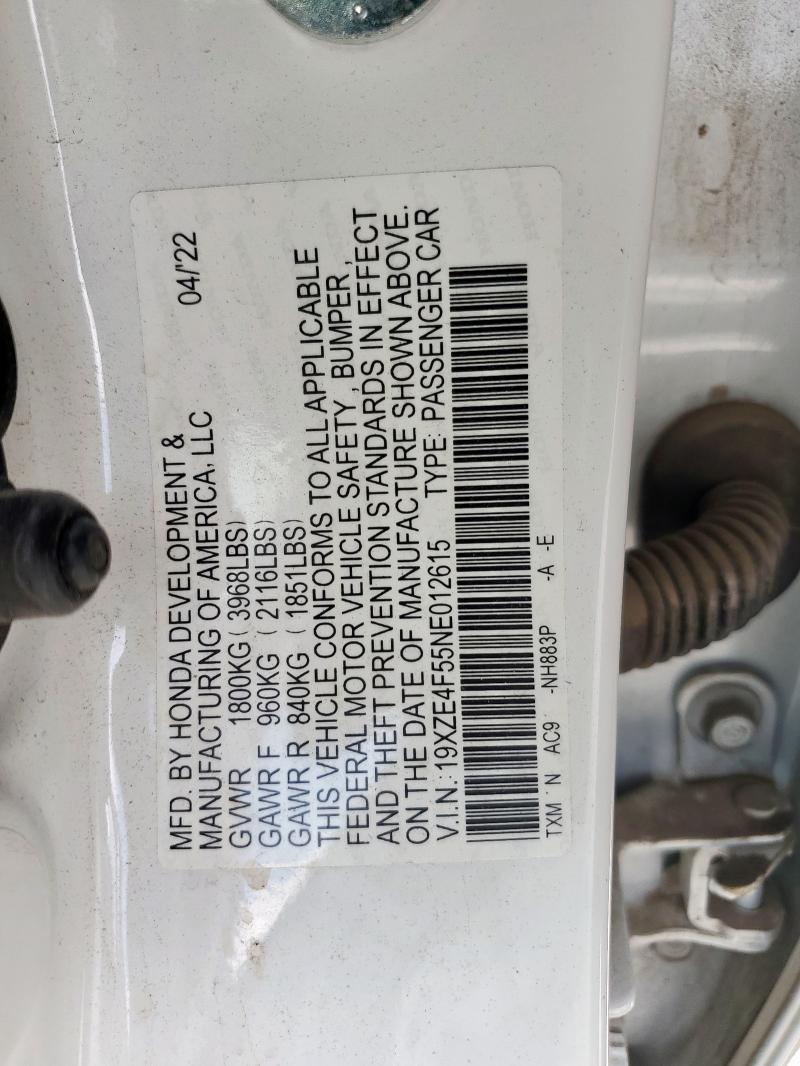 2022 HONDA INSIGHT EX - 19XZE4F55NE012615