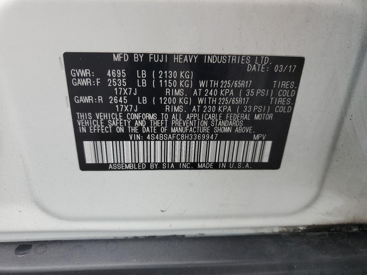 SUBARU OUTBACK 2.5I PREMIUM