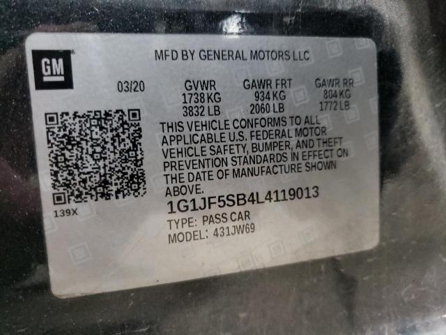 2020 CHEVROLET SONIC PREM 1G1JF5SB4L4119013