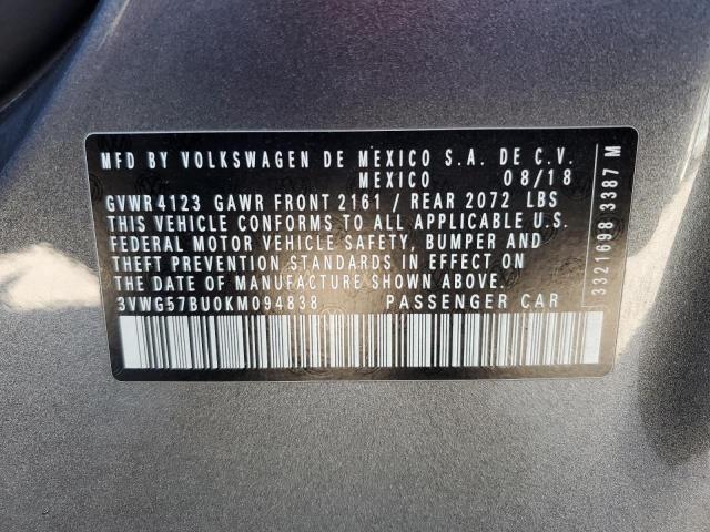 2019 VOLKSWAGEN JETTA SEL 3VWG57BU0KM094838