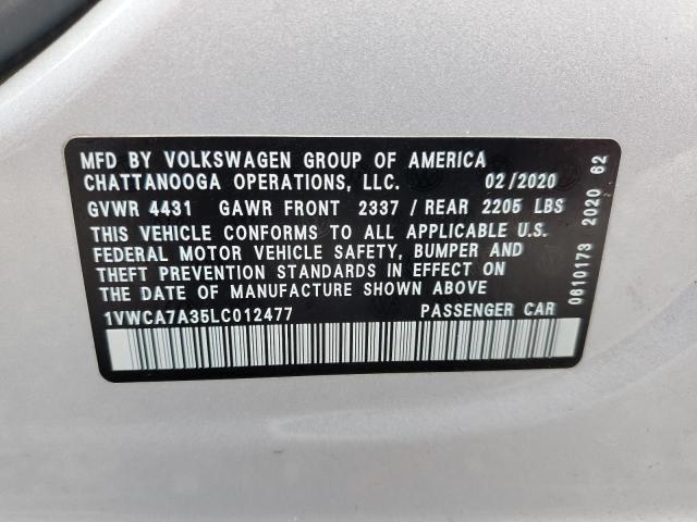 2020 VOLKSWAGEN PASSAT SEL 1VWCA7A35LC012477