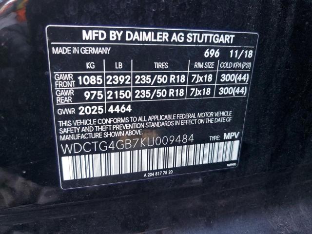 2019 MERCEDES-BENZ GLA 250 4MATIC WDCTG4GB7KU009484