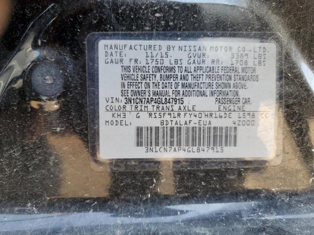 2016 NISSAN VERSA S 3N1CN7AP4GL847915