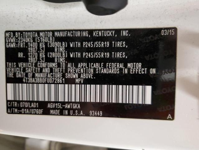 2015 TOYOTA VENZA LE 4T3BA3BB0FU072861