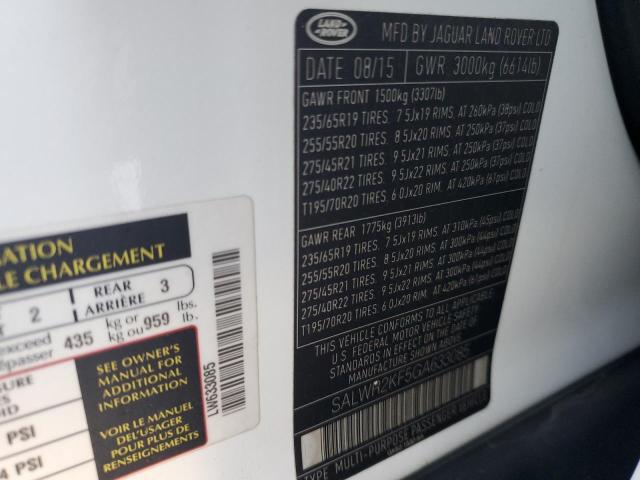 2016 LAND ROVER RANGE ROVER SPORT HSE SALWR2KF5GA633085