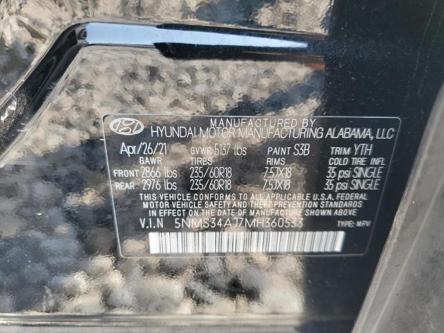 2021 HYUNDAI SANTA FE SEL 5NMS34AJ7MH360533