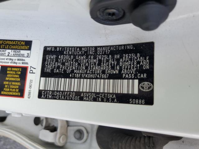 2017 TOYOTA CAMRY LE - 4T1BF1FK0HU747667