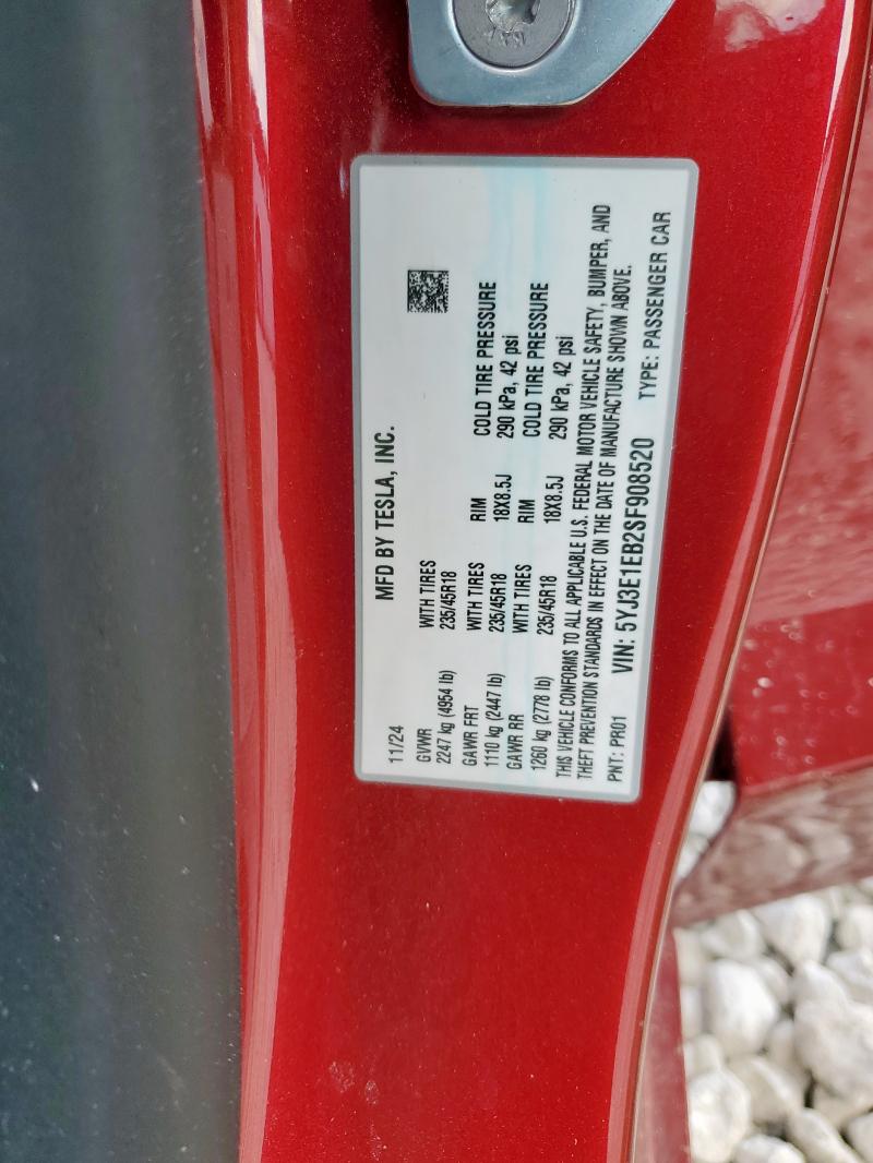 2025 TESLA MODEL 3 - 5YJ3E1EB2SF908520